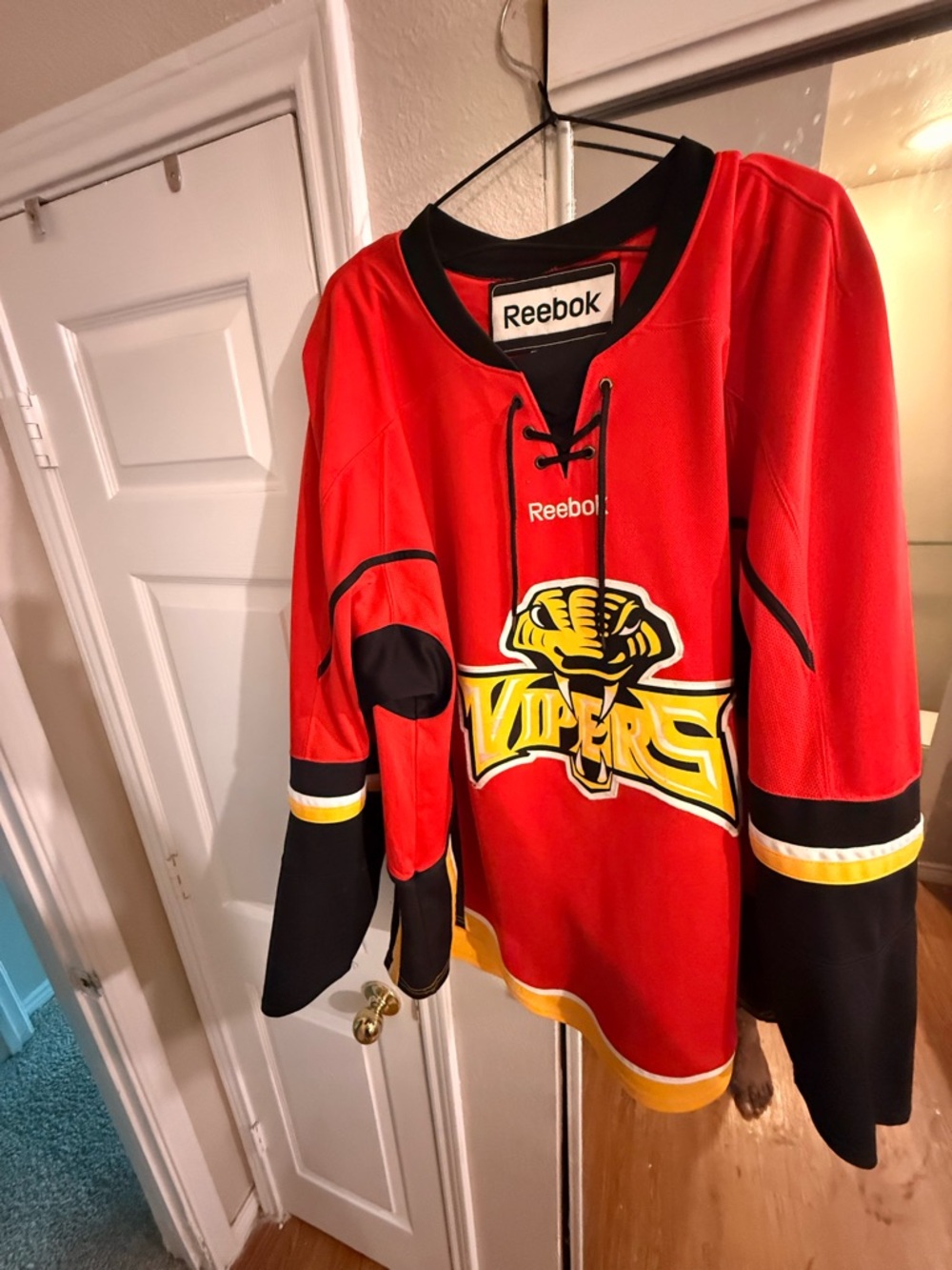 Reebok Red Vipers Hockey Jersey with Black and Yellow Accents